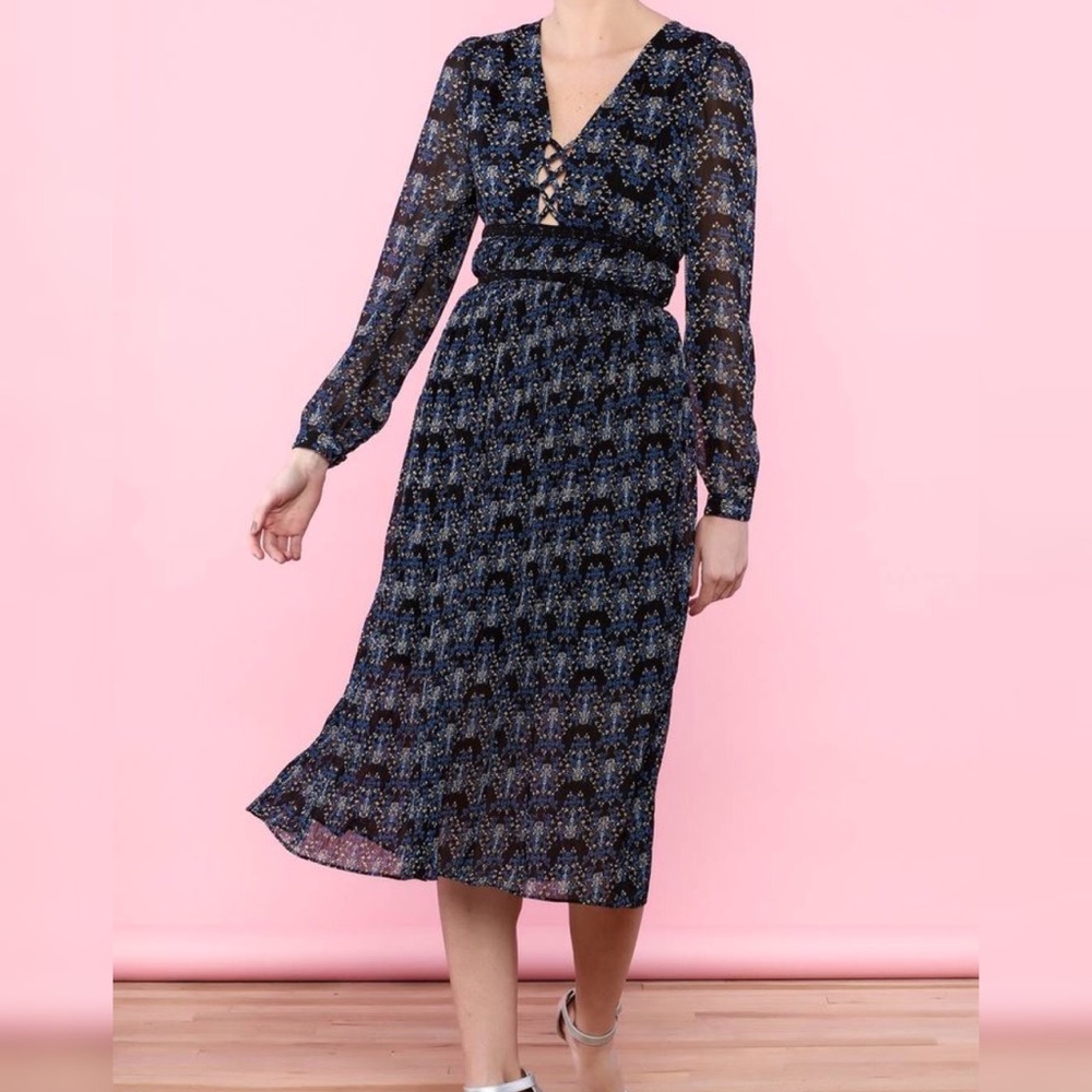 Moon River for Anthropologie Floral Pleated Midi Dress